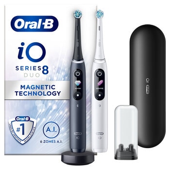 Oral-B iO Series 8 White & Black Toothbrush, Duo Pack