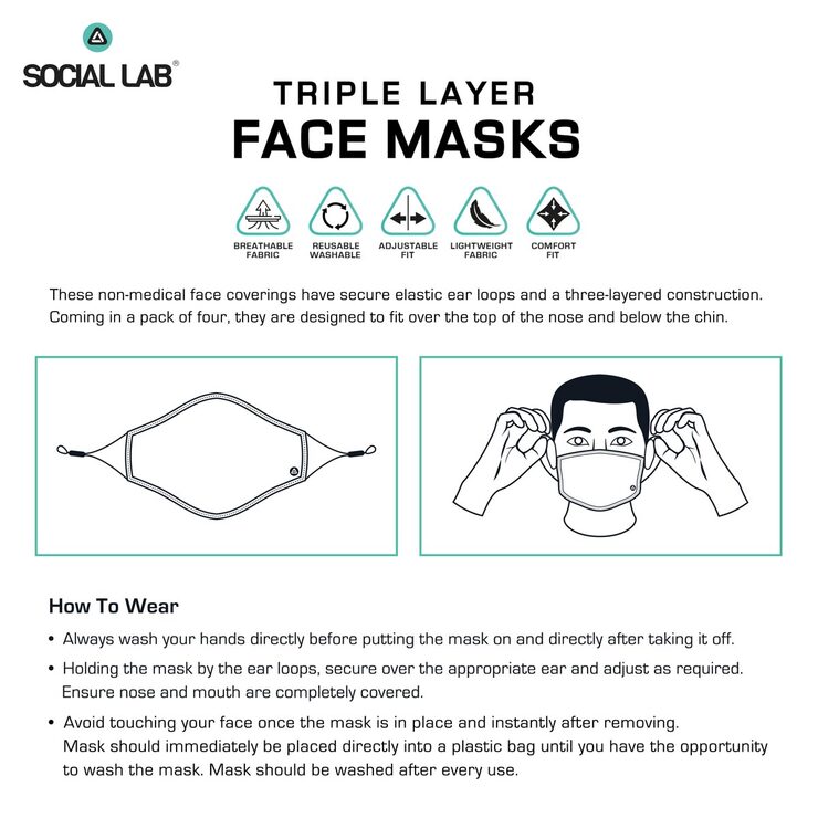 Social Lab Triple Layer Men's Reusable Face Masks, 4 Pack Costco UK