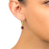 Rhodolite Garnet and Diamond Earrings, 14k Yellow Gold