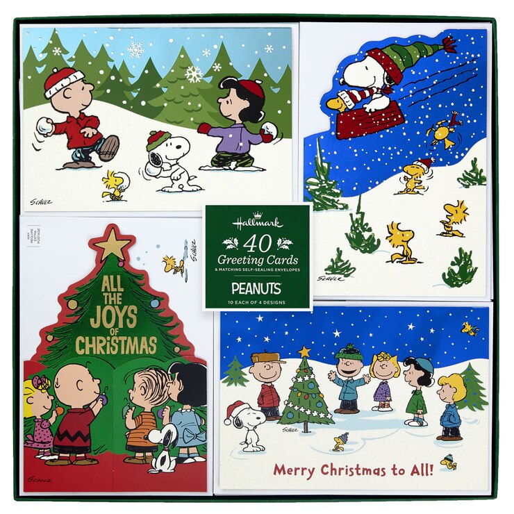 Hallmark Hand Crafted Christmas Card Assortment: Peanuts - 40 Pack ...