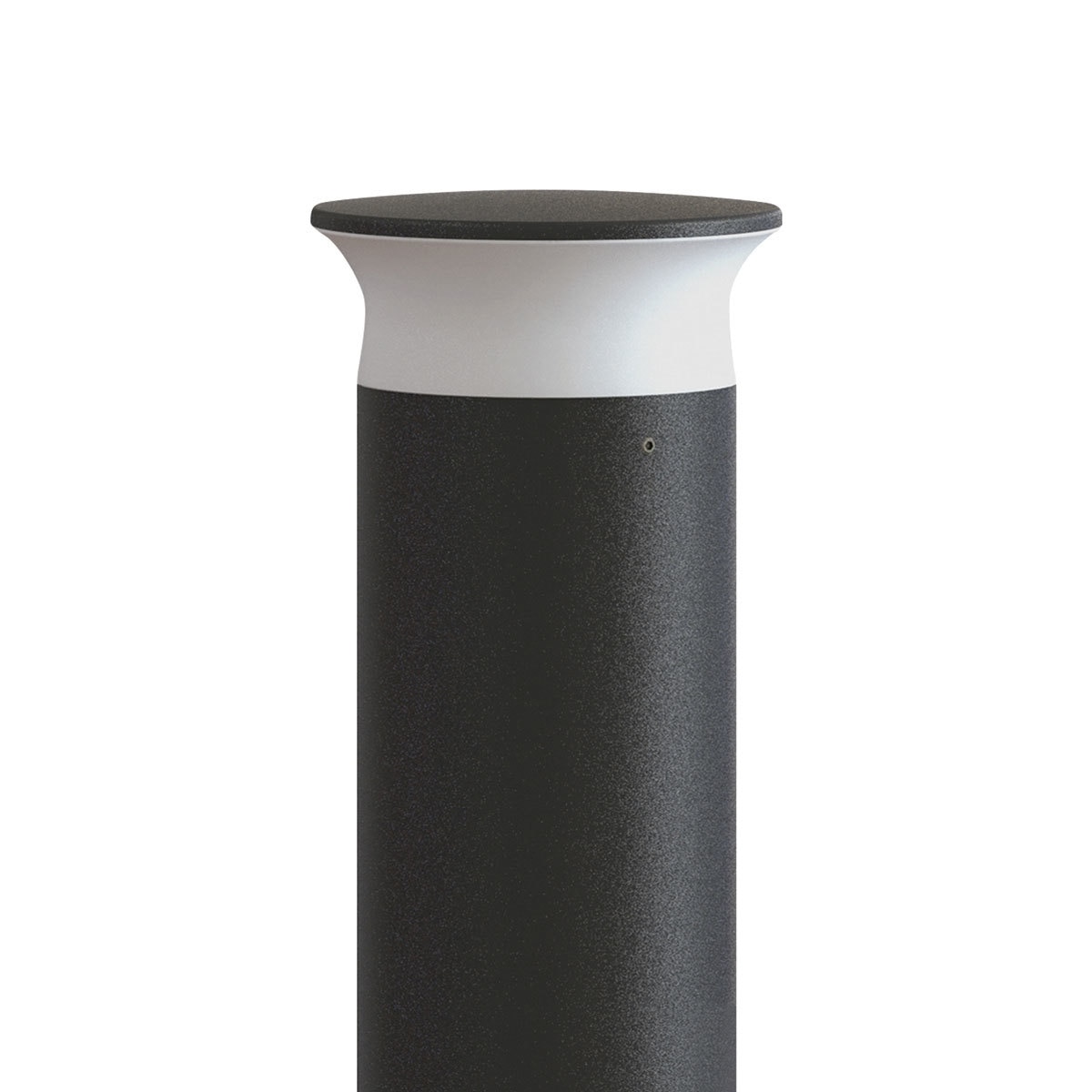 Close up image of bollard head on white background