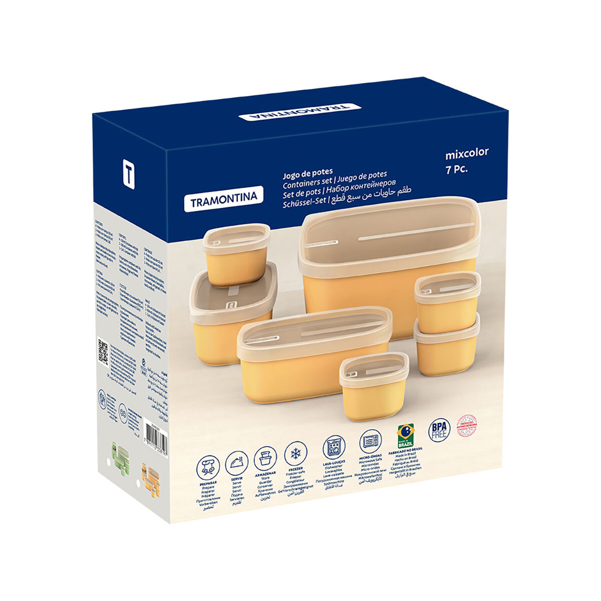 Tramontina Food Storage Set, 7 Piece - Yellow