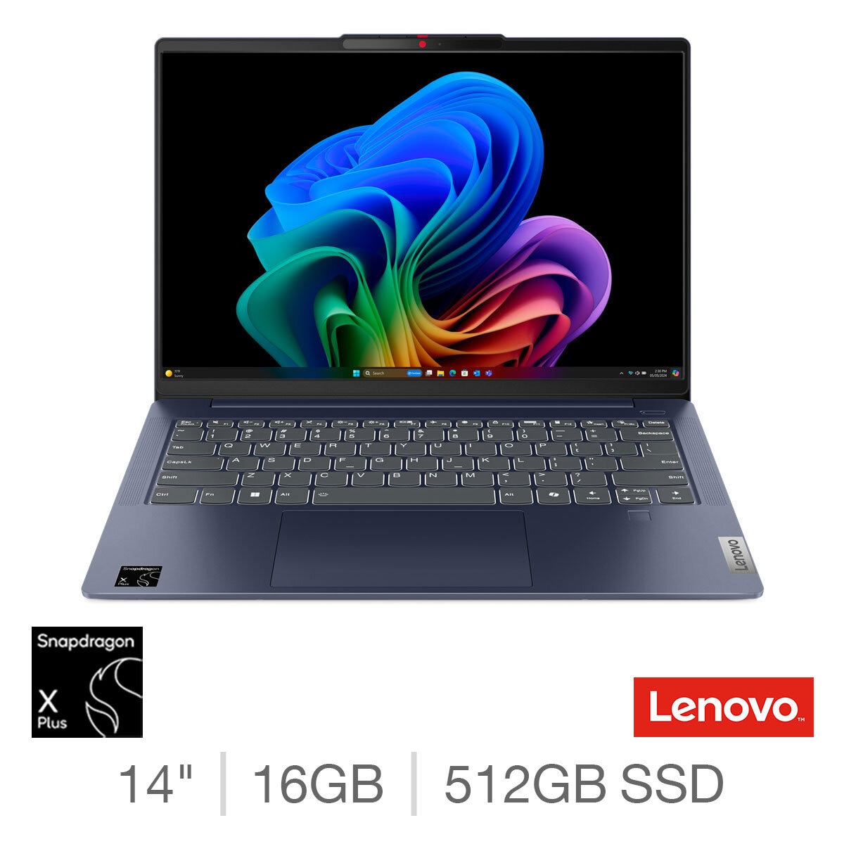 Lenovo IdeaPad Slim 5, Qualcomm Snapdragon X Plus X1P-42-100, 16GB RAM, 1TB SSD, 14 Inch Laptop, 83HL0011UK