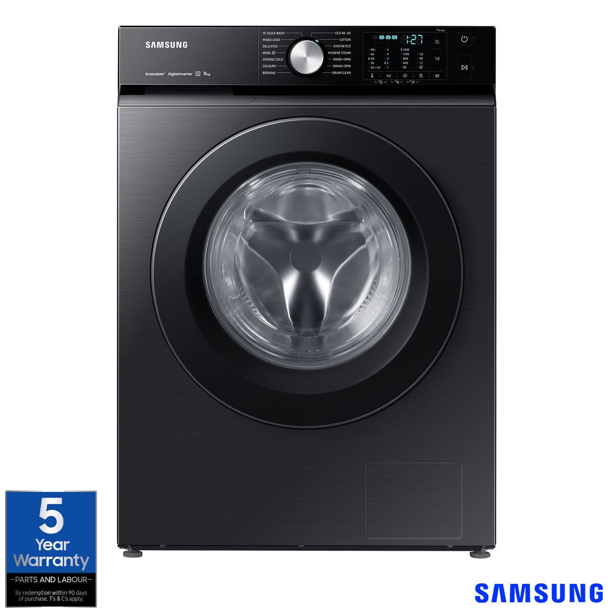 Samsung Bespoke AI™ Series 5+ WW11BBA046ABEU, 11kg, 1400rpm, Washing Machine, A Rated in Black