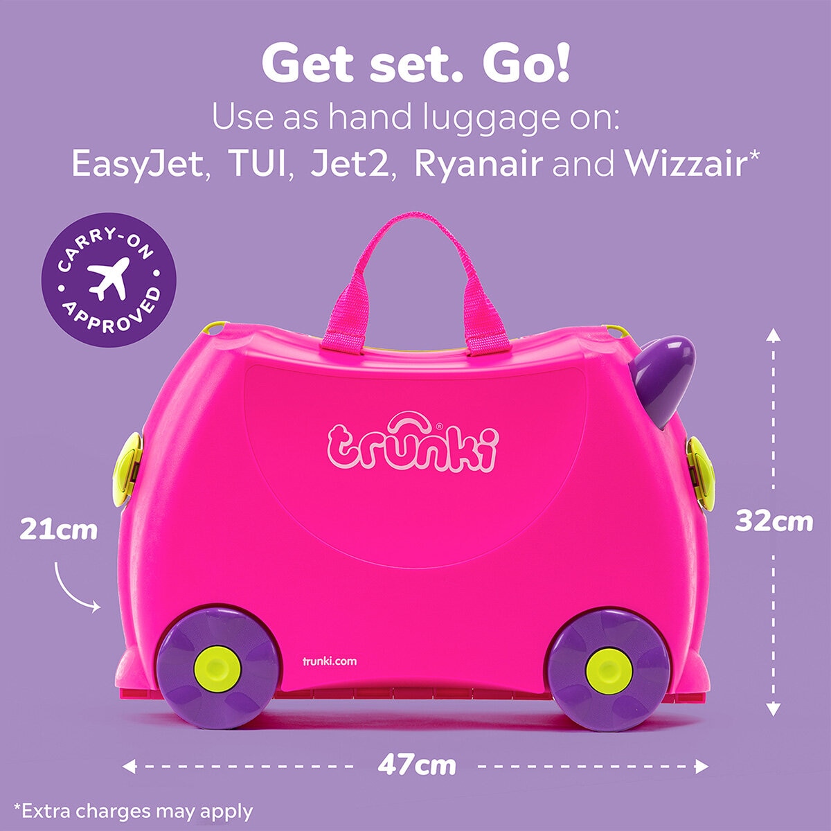 Trunki Ride On Hardside Case in Pink