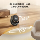 Lifestyle image of Dreo Whole Room Heater and Circulator showing oscillating heat Lifestyle image of Dreo Whole Room Heater and Circulator showing oscillating heat
