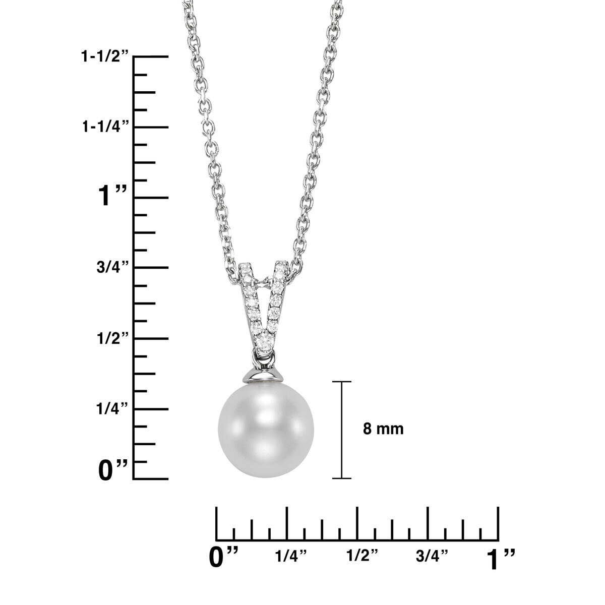 8.5-9mm Cultured Freshwater White Pearl Pendant, 18ct White Gold