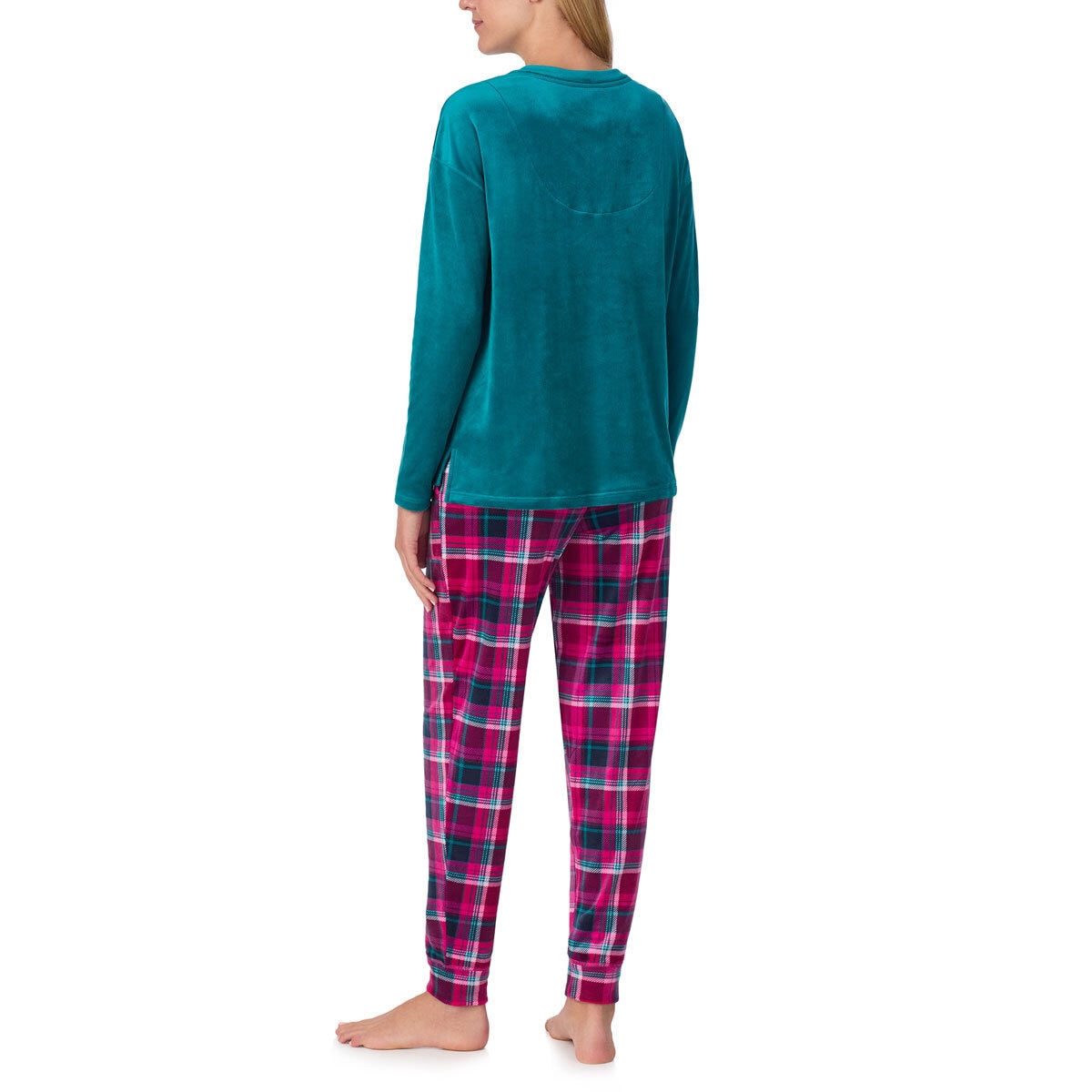 Jane & Bleecker Women's Silky Plush Pyjama Set in Green