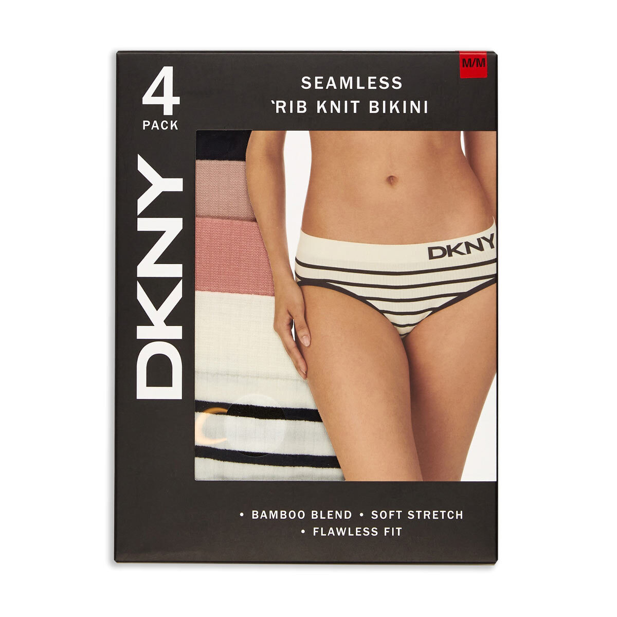 Seamless Ribbed Logo Bikini Briefs, 5-Pack Navy