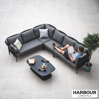 Harbour Lifestyle Emilia Large Corner Patio Set with Aluminium Table in Dark Grey