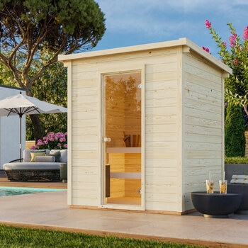 Eir (2,6m2 | 2,2x1,8m |44mm) Compact Garden Sauna Set Eir (2,6m2 | 2,2x1,8m |44mm) Compact Garden Sauna Set