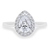 0.90ctw Pear & Round Brilliant Cut Diamond Halo Ring, Platinum