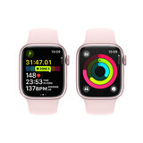 Apple Watch Series 9 Cellular, 41mm Pink Aluminium Case with Light Pink Sport Band S/M, MR943QA/A