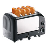 Front profile of Dualit 4 slot toaster with toast