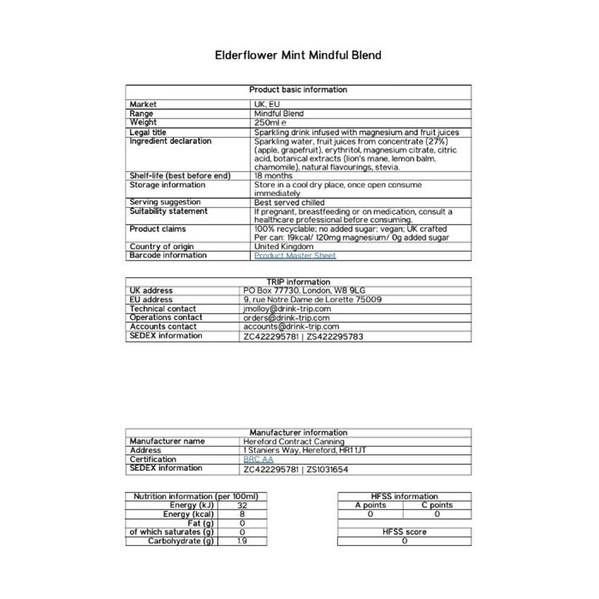 Nutritional Information Nutritional Information