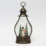 Holiday Scene Lantern In Snowman Scene cut out image