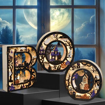 Light Up Wooden BOO Letters - Set of 3 Light Up Wooden BOO Letters - Set of 3