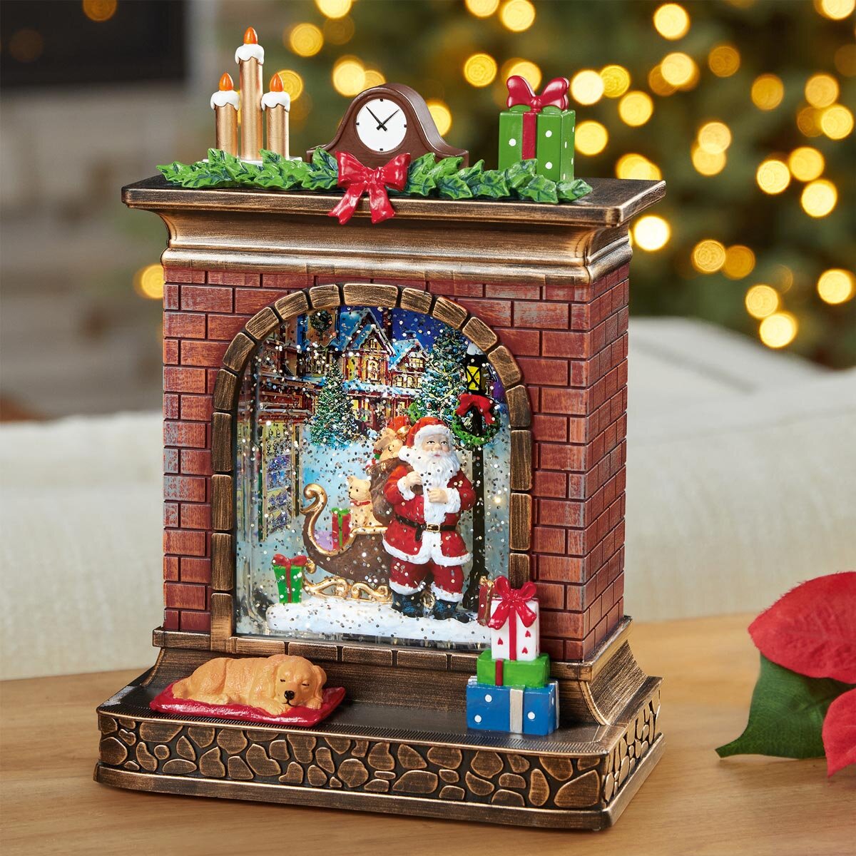 Buy 10.25" Fireplace Water Globe Santa with Lamppost Lifestyle image at costco.co.uk