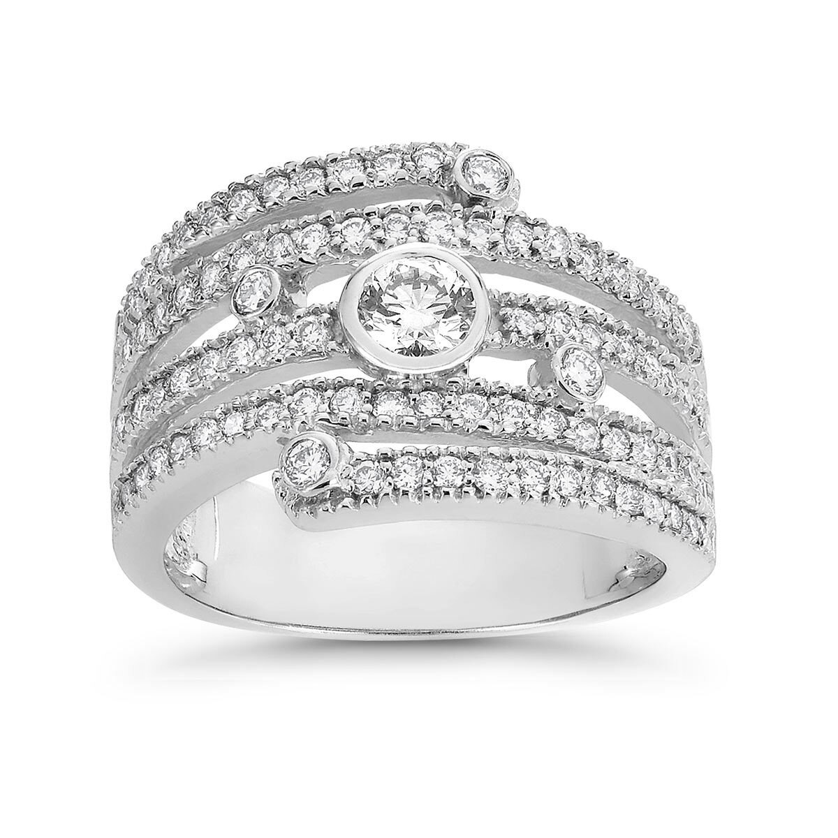 0.97ctw Round Brilliant Cut Diamond Ring, 18ct White Gold | Costco UK