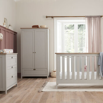 Tutti Bambini Verona 4 Piece Nursery Furniture Set, Grey & Oak Finish