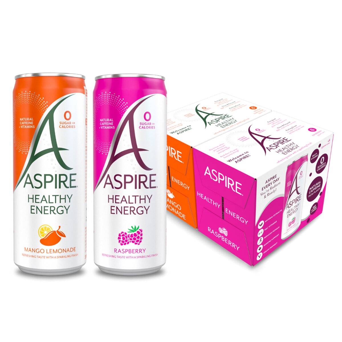 Aspire Mango Lemonade and Raspberry, 12 x 330ml