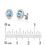 Oval Cut Aquamarine & 0.19ctw Diamond Earrings, 14ct White Gold