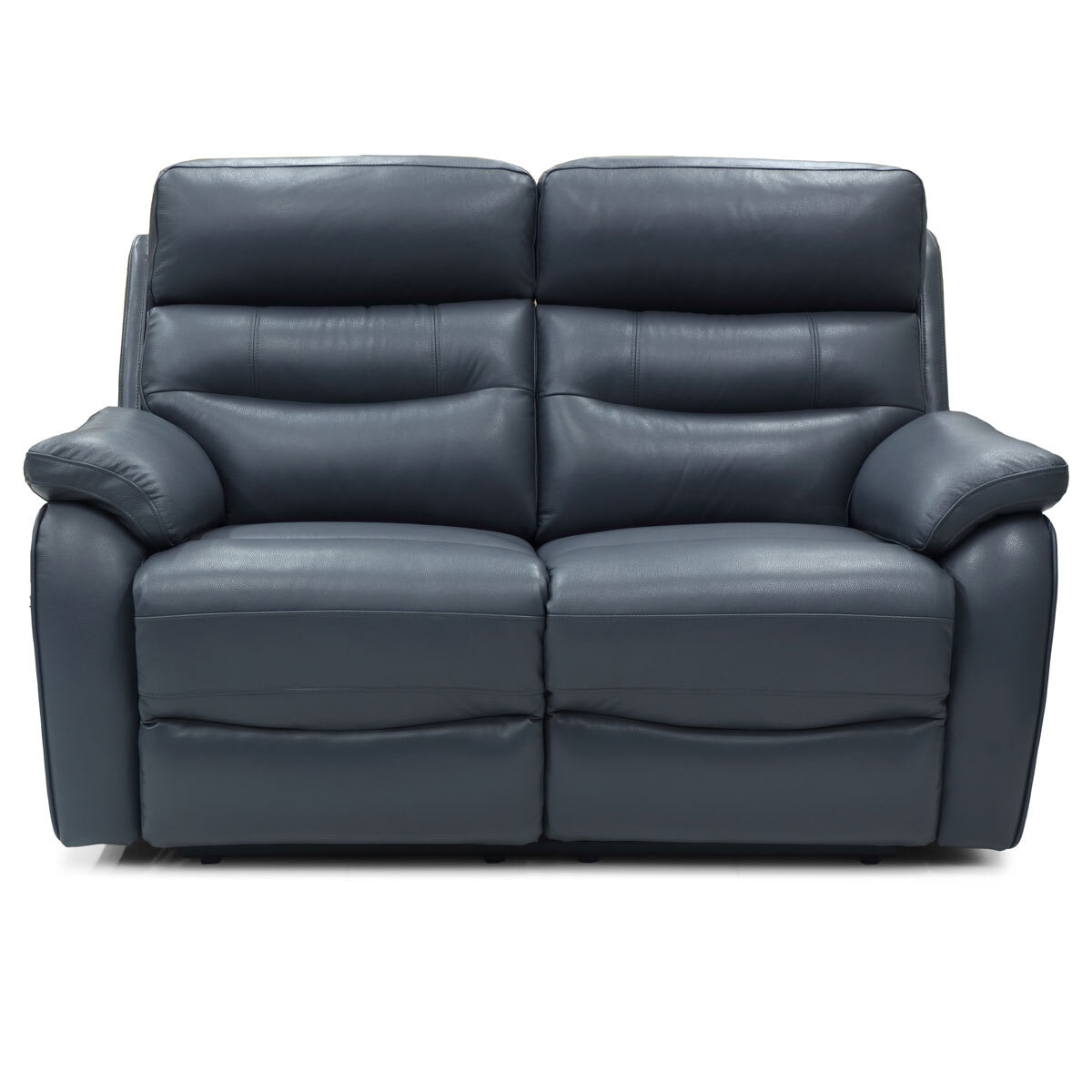 Fletcher Blue Leather Power Reclining 2 Seater Sofa With Power Headrest ...