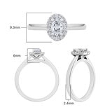 0.54ctw Oval & Round Brilliant Cut Diamond Halo Ring, Platinum