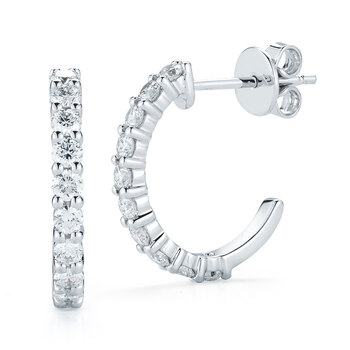 0.60ctw Round Brilliant Cut Diamond Hoop Earrings, 14ct White Gold