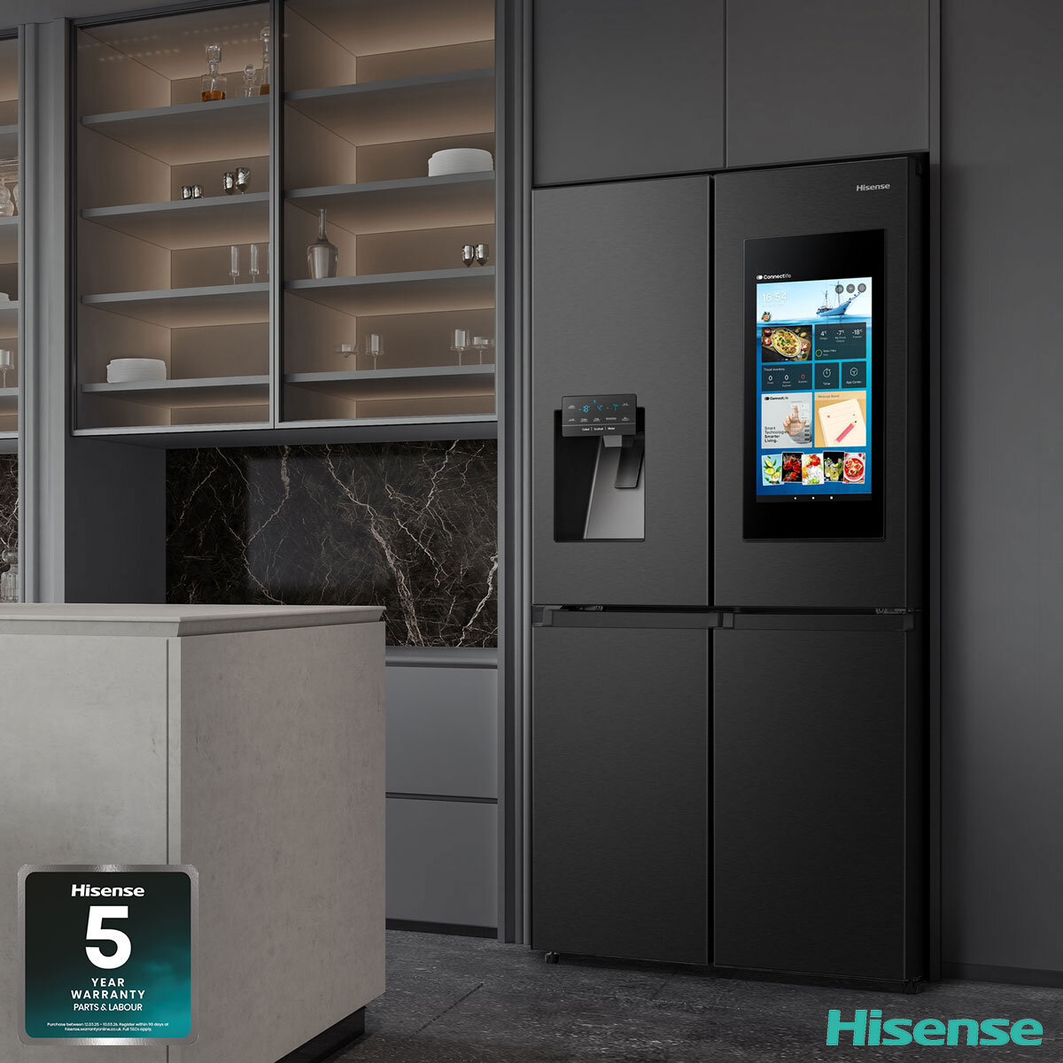 Hisense RQ760N4IFE, Multidoor Fridge Freezer E Rating in Black