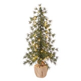 Pre lit Needle Pine Burlap Trees with LED Lights set of 3