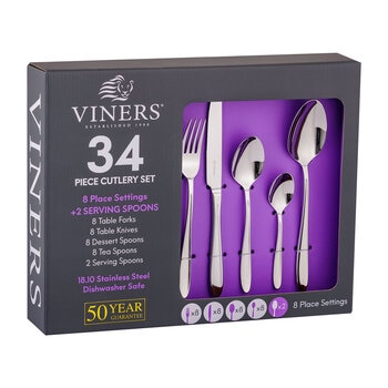 Viners Henley Stainless Steel Cutlery Set, 34 Piece