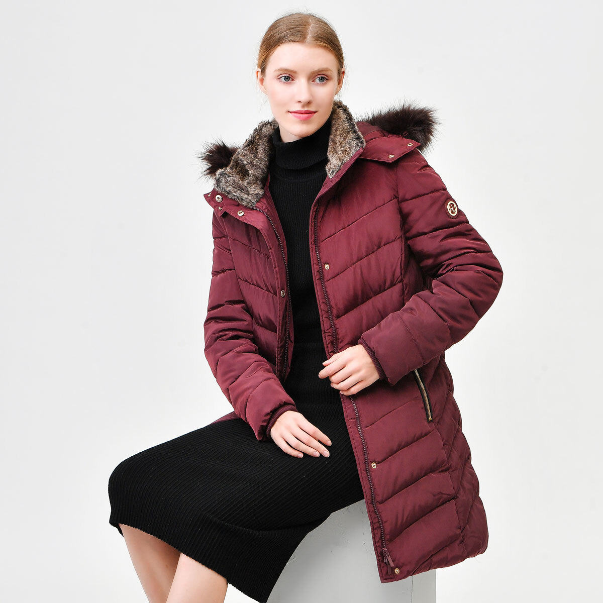 Harvey & Jones Laura Women's Coat in Plum, Size 14 | Costco UK