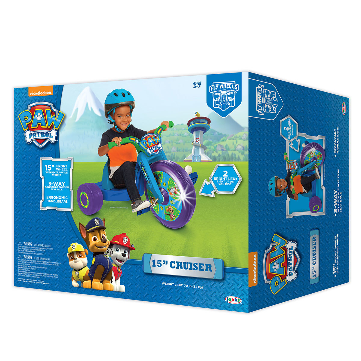 Paw Patrol Fly Wheels 15" (38.1cm) Junior Cruiser With LED Lights (3+ Years)