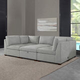 Thomasville Rockford Grey 6 Piece Modular Fabric Sofa with Power Footrests