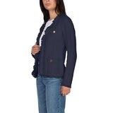 Wellworn Ladies Fringe Cardigan in Navy