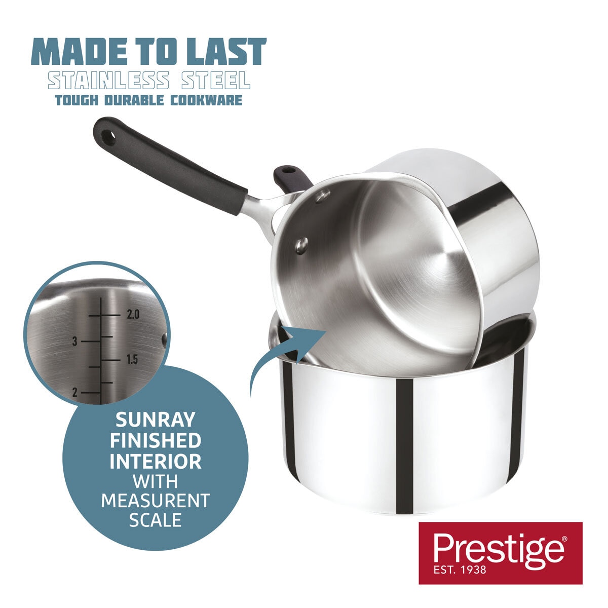 Prestige Stainless Steel Cookware Set, 13 Piece