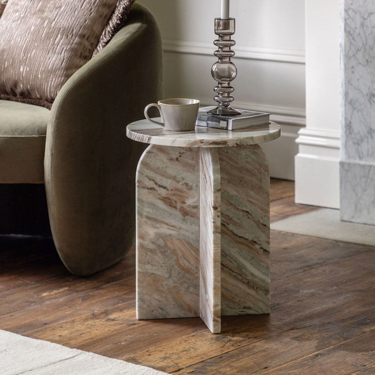 Gallery Amalfi Natural Marble Side Table