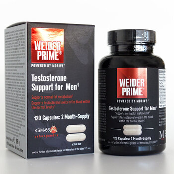Weider Prime Testosterone Support for Men, 120 Count