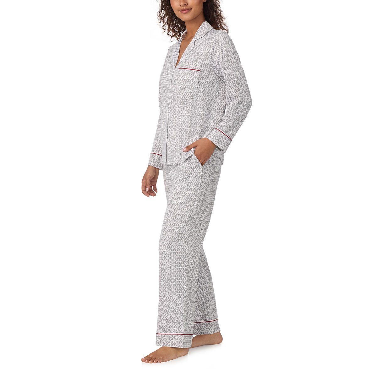 DKNY Notch Collar Pyjama Set in Grey Print