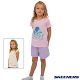 Skechers Kids 3 Piece Set with x2 T-Shirts and x1 Short in Pink & Cream