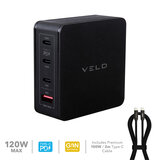 VELD Super-Fast 120W 4 Port GaN Desktop Charger with 2m Type-C 100W E-cable