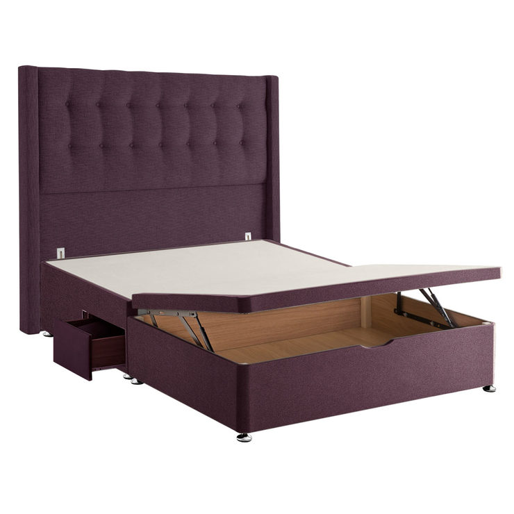 Silentnight Ottoman Divan Base With Bloomsbury Headboard In Plum ...