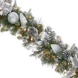 9ft (274.3 cm) Pre-Lit Garland With Plug In Lights in Silver