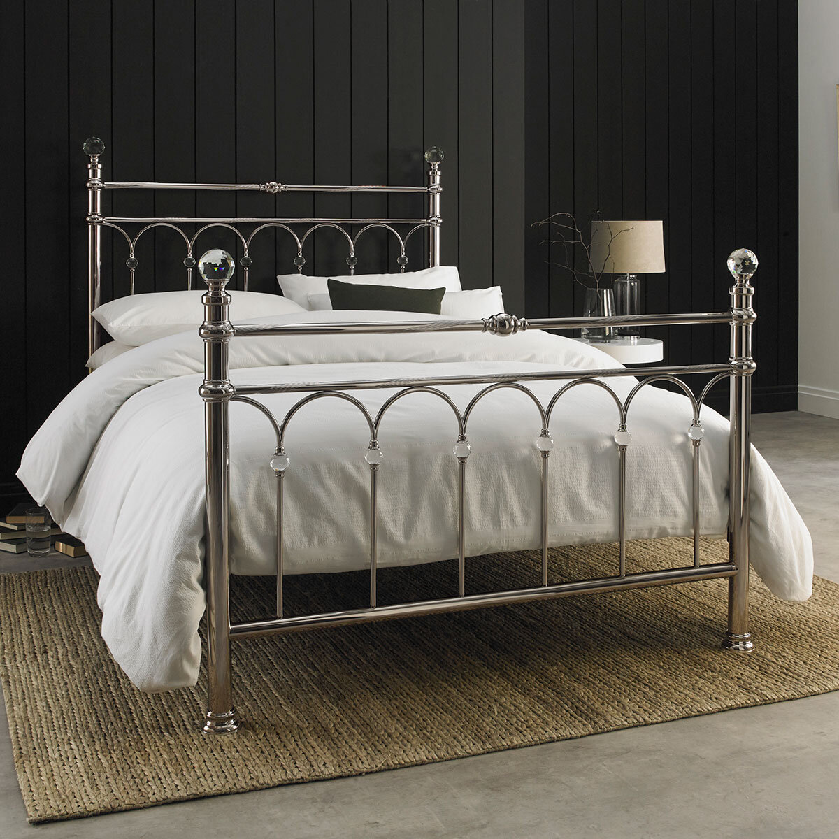 Bentley Designs Cristina Shiny Nickel Finish Metal Bed Fr...