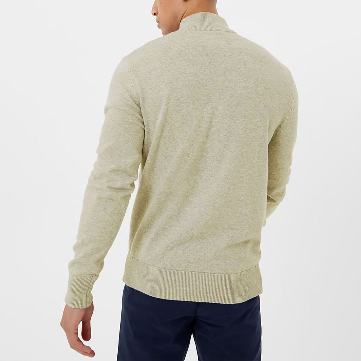 Jack Wills Men's Funnel Neck 1/2 Zip Sweater in Oatmeal