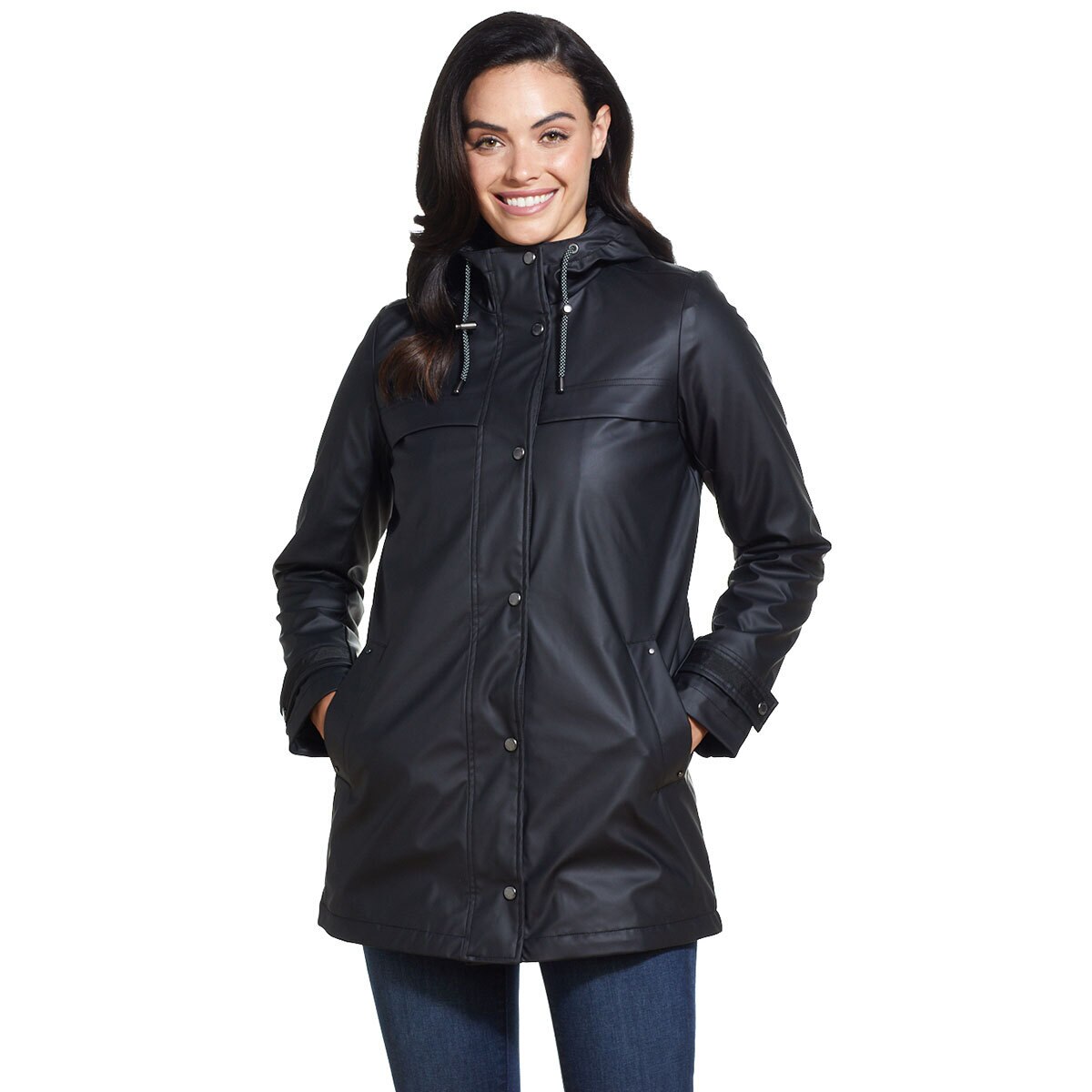 Weatherproof Women's Slicker Jacket In Black, Extra Large 