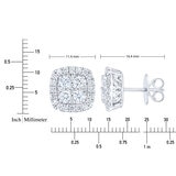 1.50ctw Round Brilliant Cut Diamond Cluster Earrings, 14ct White Gold