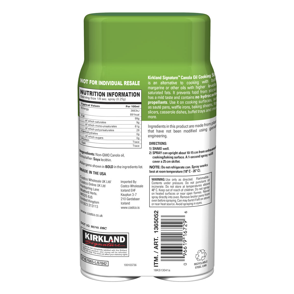 Spray de Cuisson à l'huile de Canola 250 ml – Shayn