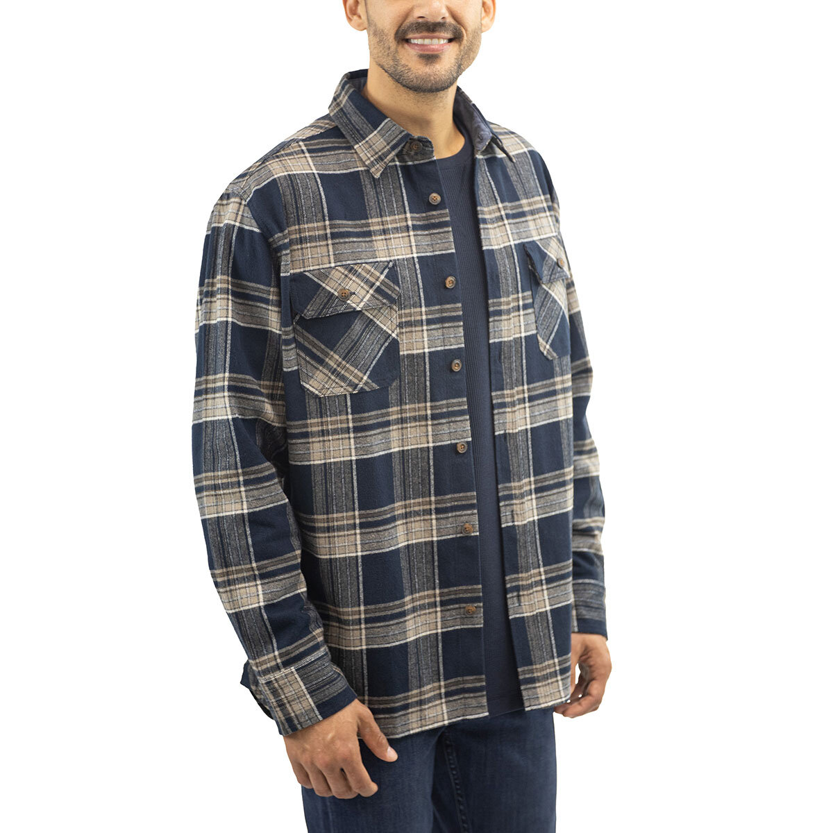 Jachs Mens Flannel Shirt & Thermal 2 Pack in Navy